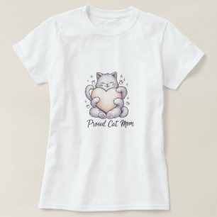 Orgulloso Gato Mamá Corazón Abraza Camiseta