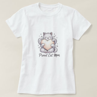 Orgulloso Gato Mamá Corazón Abraza Camiseta
