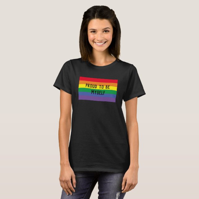 Orgulloso ser mismo camiseta de LGBTQ (Anverso completo)