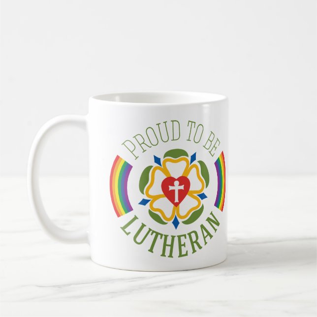 Orgulloso ser taza del Lutheran - blanco (Izquierda)
