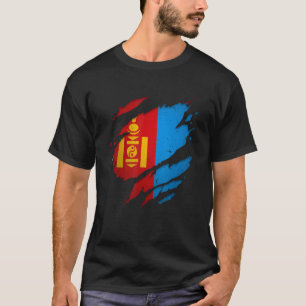 Orgullosos Camisetas mongoles rompen la bandera de