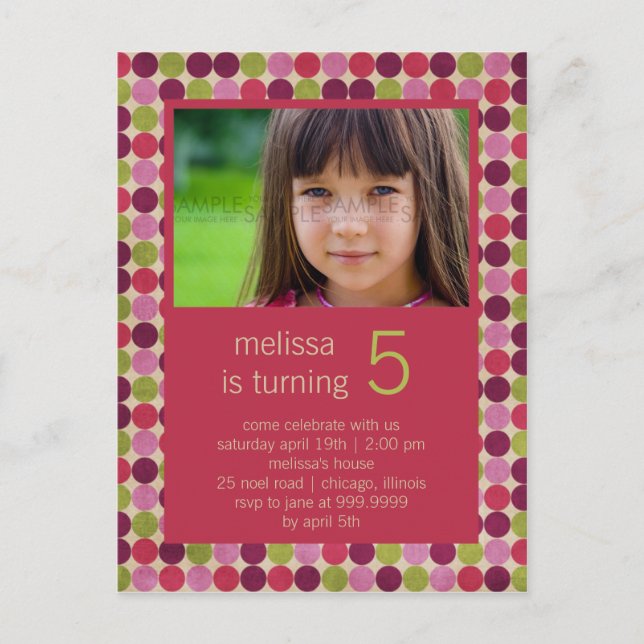 Orient Dots Red ・ Invitación a la fiesta de cumple (Anverso)