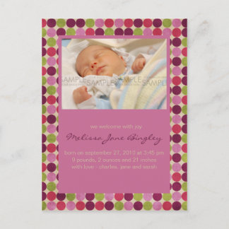 Orient Dots Rosa • Anuncio de nacimiento