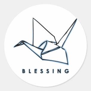 Origami Blessing Paper Crane Pegatina