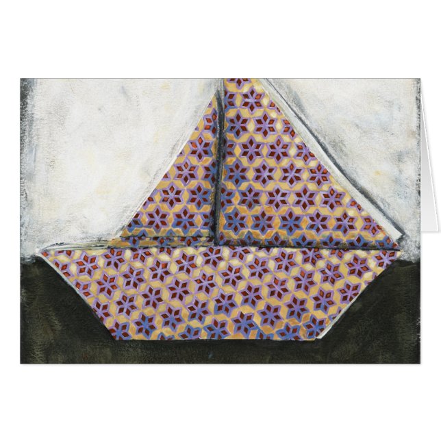 Origami Sailboat en papel de diseño estrella (Anverso (Horizontal))