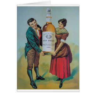 Original poster irlandés vintage de whisky, mano a