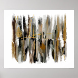 Original Resumen arte de pared gris negro oro blan