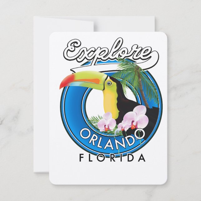 Orlando Florida Explora logotipo retro. (Anverso)