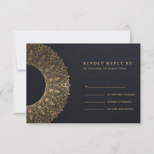 ORNADO CLÁSICO DE ORO NEGRO MANDALA WEDDING RSVP