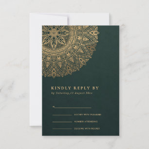 ORNADO CLÁSICO DE ORO VERDE MANDALA WEDDING RSVP