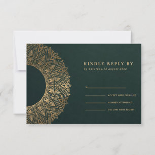 ORNADO CLÁSICO DE ORO VERDE MANDALA WEDDING RSVP