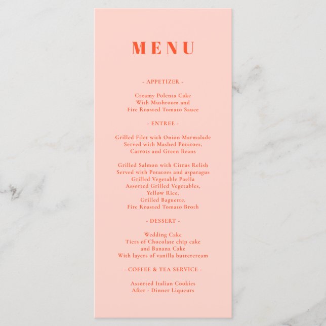 Ornage Pink Menu Simple (Anverso)