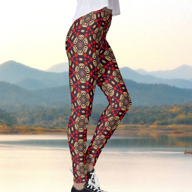 Ornamental Cherry Blossom Pattern Leggings (Subido por el creador)