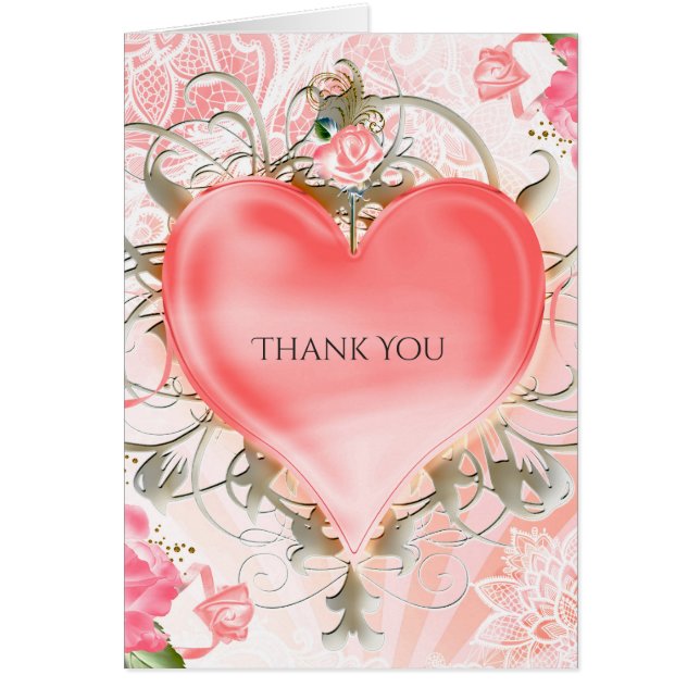 Ornamental Elegant Floral Heart Peachy Pink (Frente)