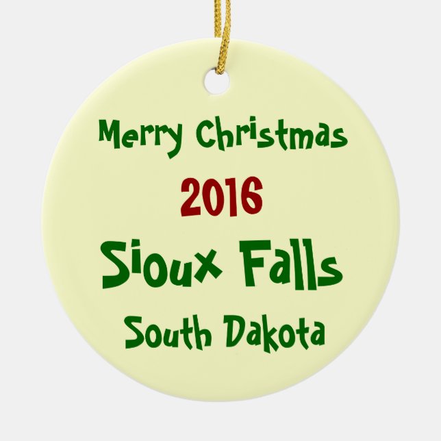 ORNAMENTO 2016 del NAVIDAD de Sioux Falls Dakota (Frente)