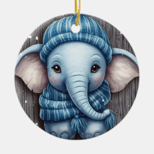 Ornamento acogedor para elefante de invierno