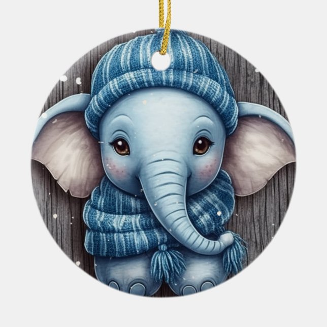 Ornamento acogedor para elefante de invierno (Frente)