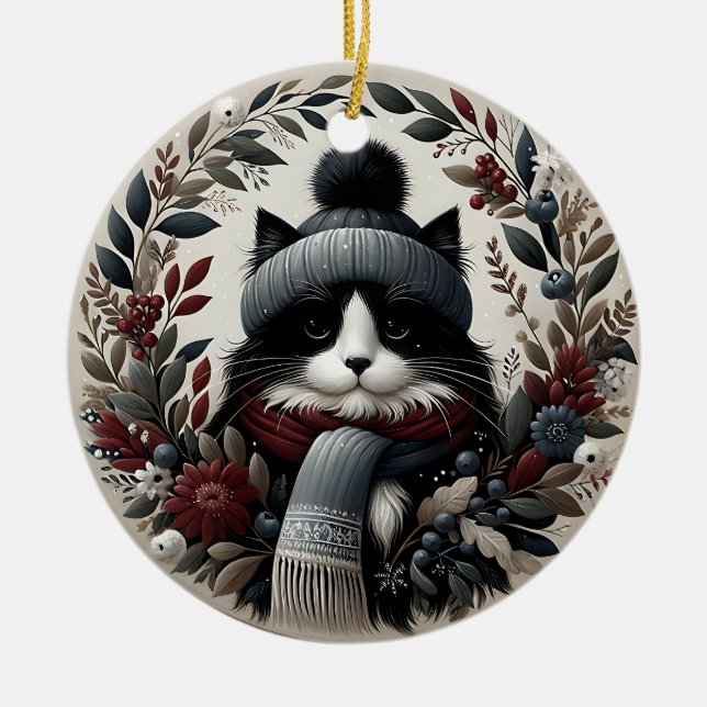 Ornamento acogedor para gatos de invierno (Frente)