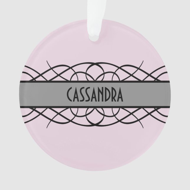 Ornamento acrílico brillante de deco gris (Anverso)