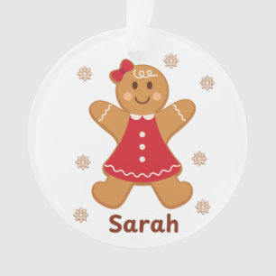 Ornamento acrílico chica de Gingerbread personaliz