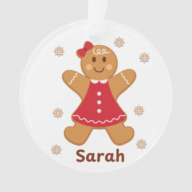 Ornamento acrílico chica de Gingerbread personaliz (Anverso)