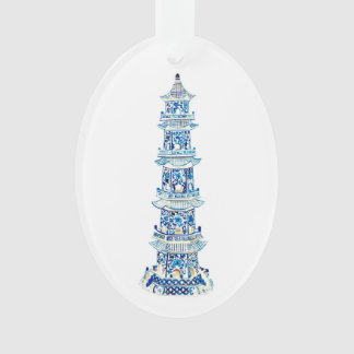 Ornamento acrílico Chinoiserie Pagoda Oval