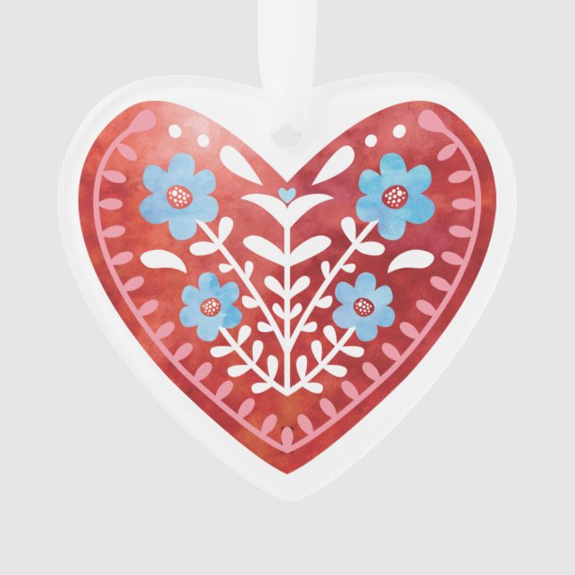 Ornamento acrílico de arte folclórico escandinavo (Anverso)