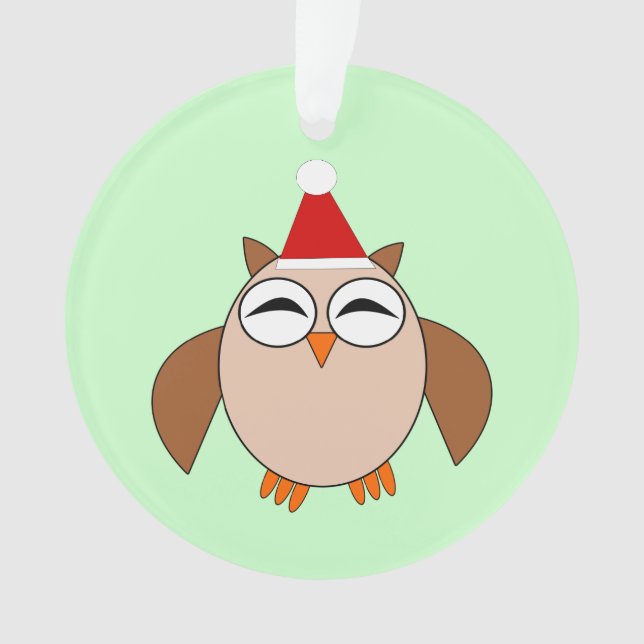 Ornamento acrílico de búho de Navidades pequeños (Anverso)