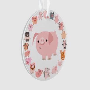 Ornamento acrílico de Cerdo Personalizado Cute Man