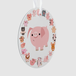 Ornamento acrílico de Cerdo Personalizado Cute Man