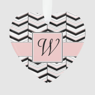 Ornamento acrílico de chevron blanco negro y Rubor