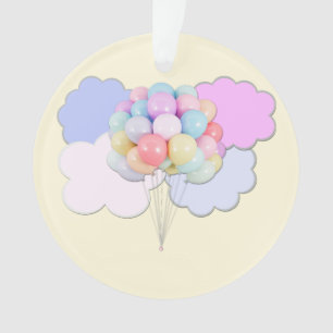 Ornamento acrílico de cielo y globos Pastel