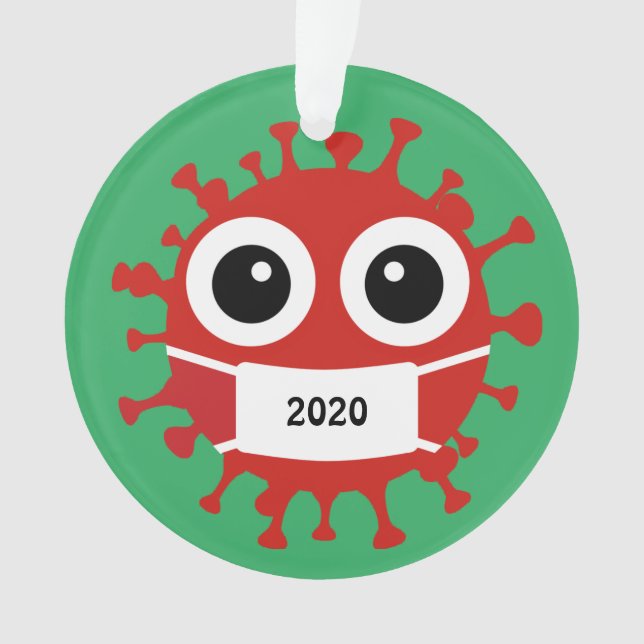 Ornamento acrílico de Coronavirus enmascarado (Anverso)