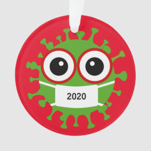 Ornamento acrílico de Coronavirus Mascado Verde 20