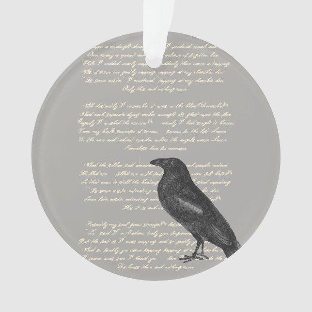 Ornamento acrílico de Edgar Allen Poe Raven (Anverso)