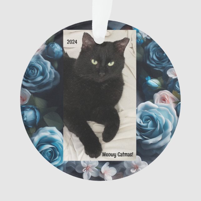 Ornamento acrílico de gato negro - Catmas miedosas (Anverso)