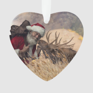 Ornamento acrílico de Kissing Santa y Moose