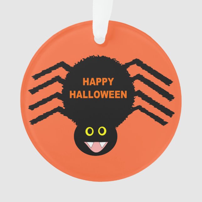 Ornamento acrílico de la araña negra de Halloween (Anverso)