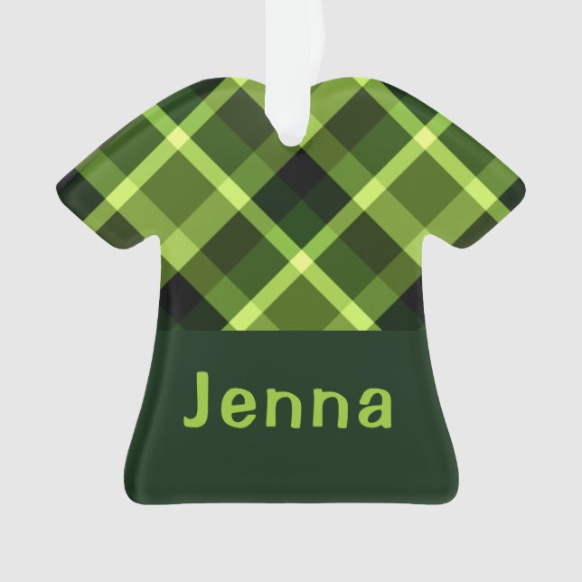 Ornamento acrílico de la camiseta Monograma Verde  (Anverso)