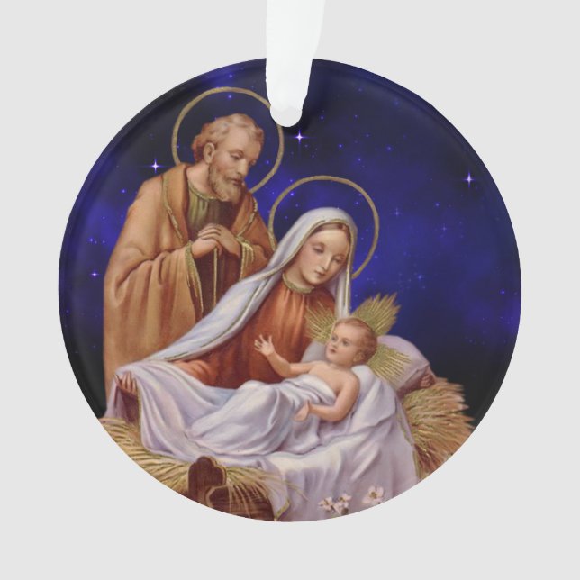 Ornamento acrílico de la escena de la Natividad de (Anverso)