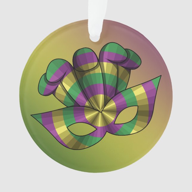 Ornamento acrílico de la máscara Mardi Gras (Anverso)