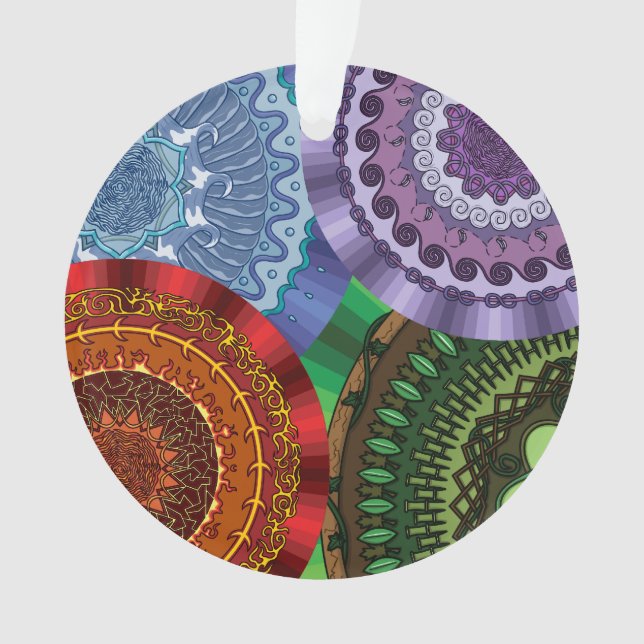 Ornamento acrílico de los elementos Mandalas (Anverso)
