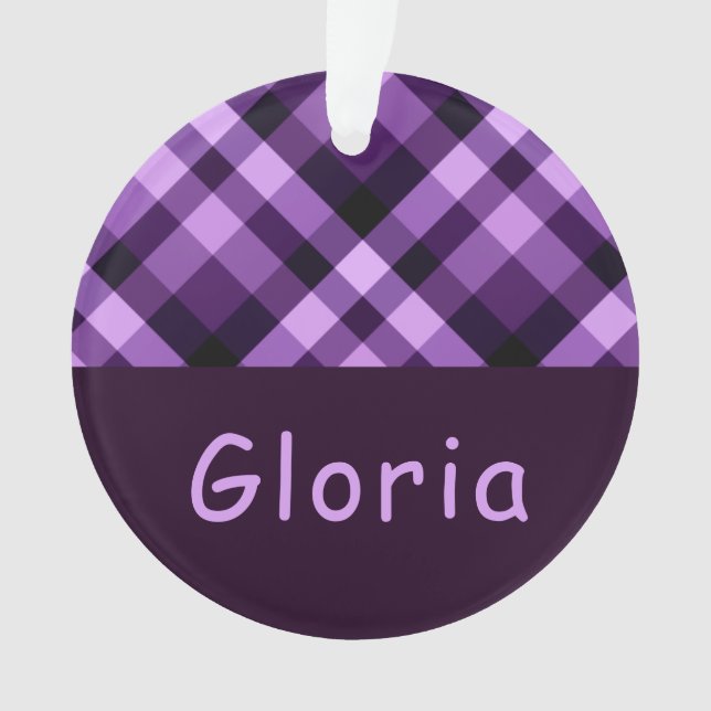 Ornamento acrílico de monograma púrpura (Anverso)