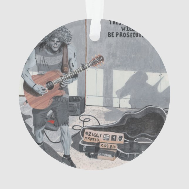 Ornamento acrílico de música de guitarra zombi Fan (Reverso)