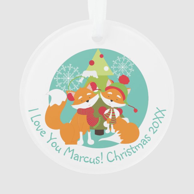 Ornamento acrílico de Navidades de Red Fox persona (Reverso)