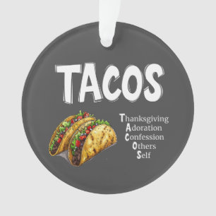 Ornamento acrílico de oración de TACOS