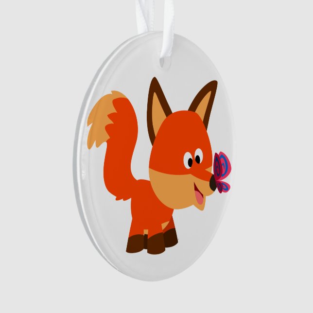 Ornamento Acrílico De Personalizado Cute Fox Y Mar (Anverso)
