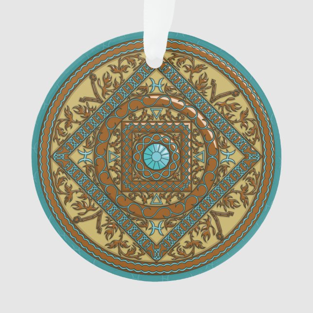 Ornamento acrílico de Pisces Mandala (Anverso)