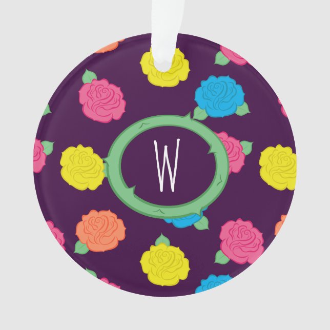 Ornamento acrílico de Rosas neones (Anverso)