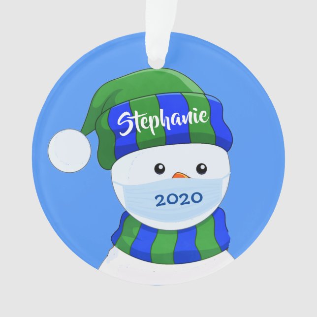 Ornamento acrílico de Snowman enmascarado (Anverso)